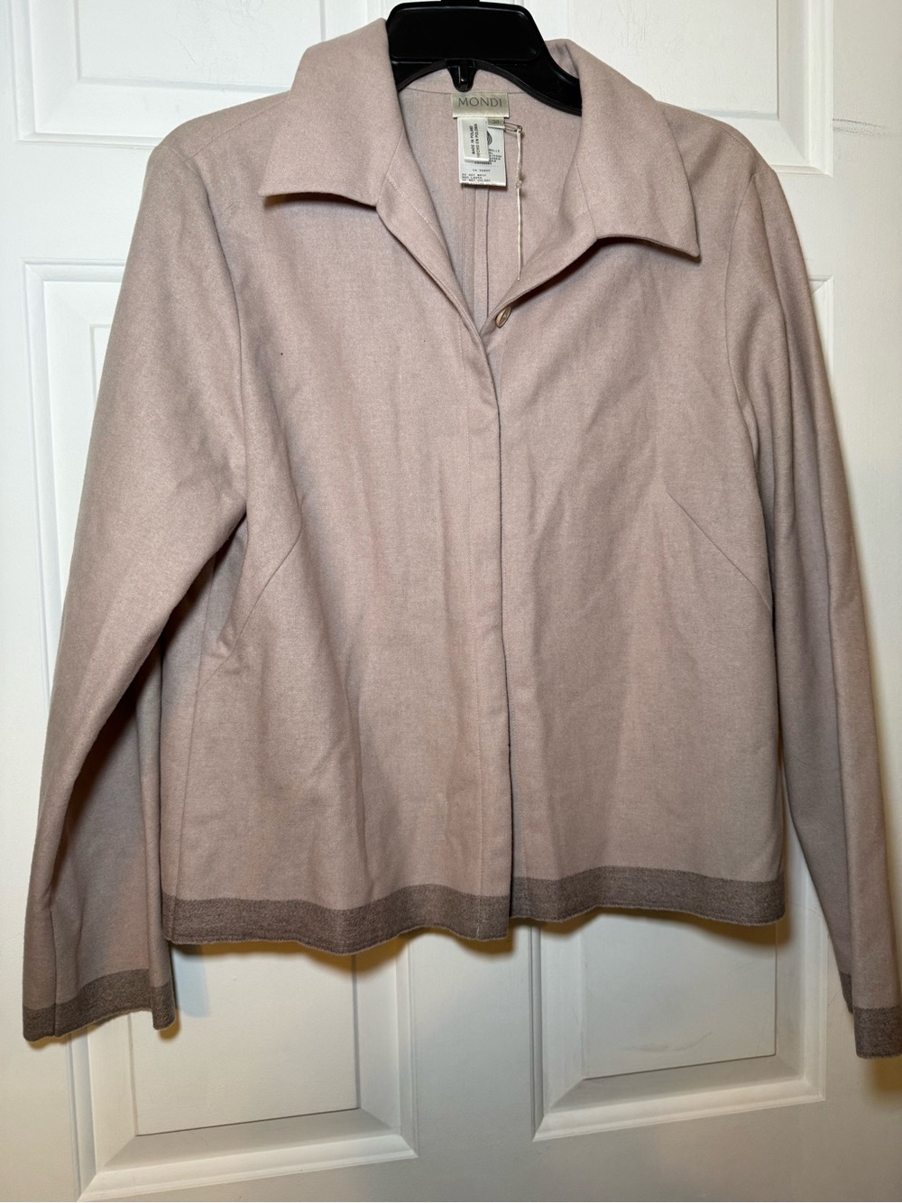 Vintage Mondi Pure Wool Button Up Cardigan Jacket Taupe Sz 38 MEDIUM Minimalist